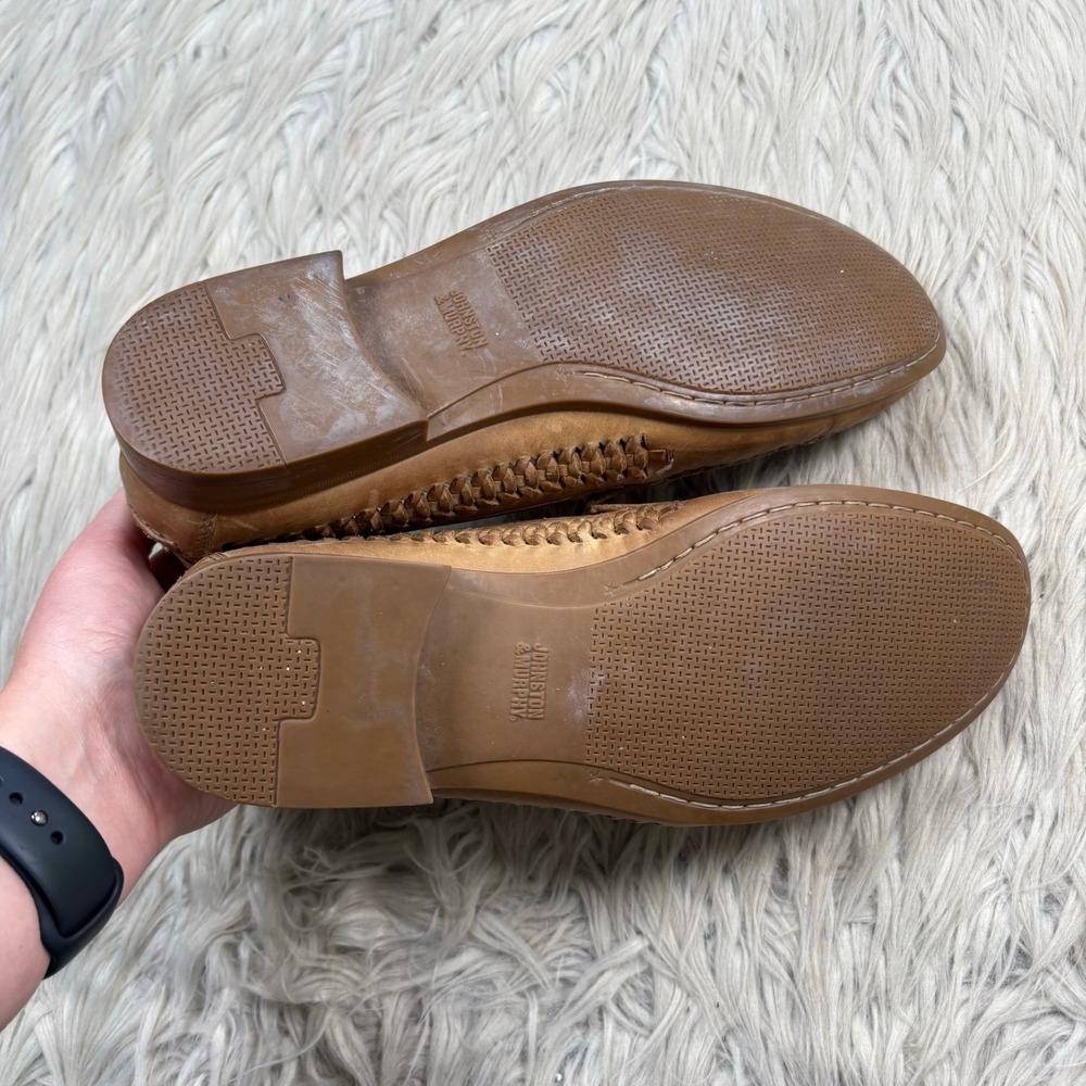 Johnston & Murphy Men's 8.5 Tan Woven Sheepskin Leather Loafers Resort Huaraches - Picture 6 of 7